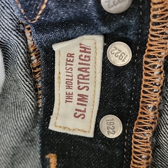 Hollister Slim Straight Blue Jeans Denim Pants Medium Wash Button Fly Pockets 30 - Picture 6 of 12
